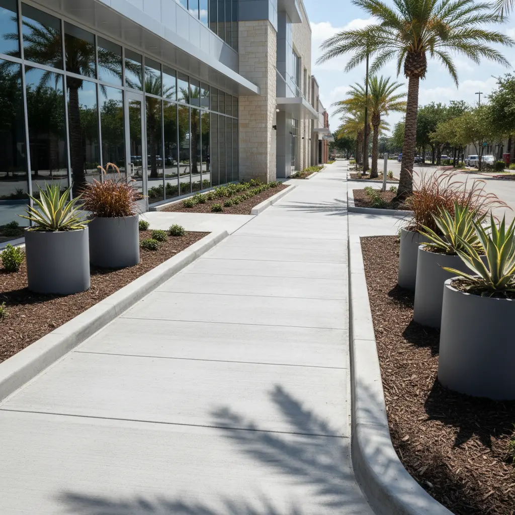 Finished commercial concrete sidewalk in Dallas-Fort Worth, TX - EJT Construction Management